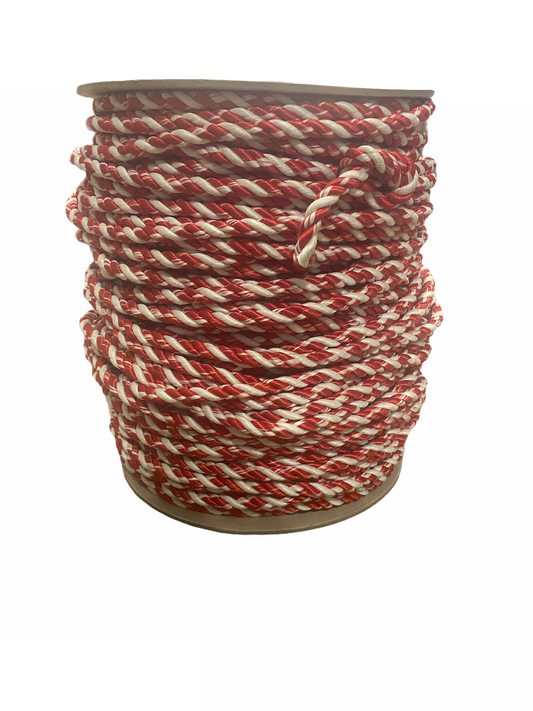 Low Tensile Marine Rope Candy Cane with Mass Lobster Ribbon 3/8" Diameter