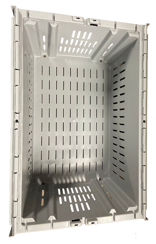 Gray Plastic Box Crate with Folding Lids